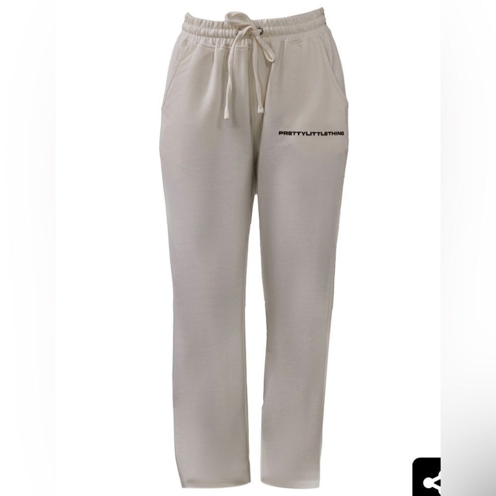 PRETTYLITTLETHING Beige Logo Straight Leg Sweatpants XS NWT